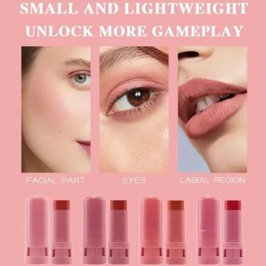 High-pigment Matte Blush Stick – Long-lasting, Water-resistant & Blendable Contour Balm – Random Shades