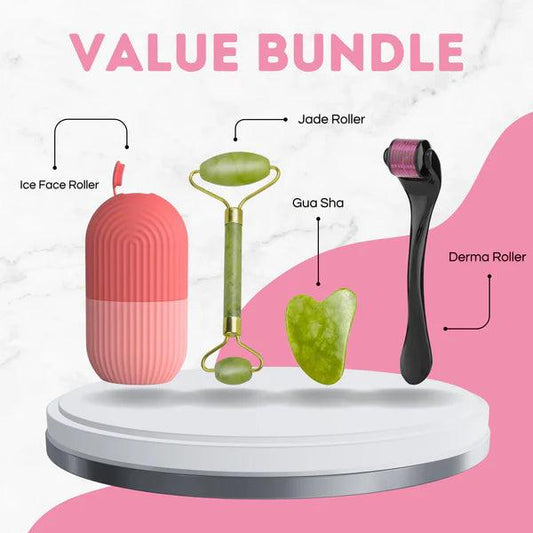 Marble Jade Roller With Stone Marble {Combo Pack Of 3]