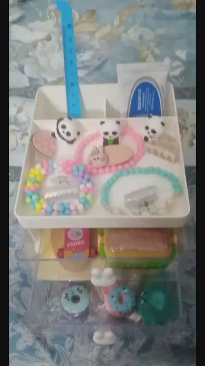 Rabbit Handle Clear Desk Organizer- Perfect For Pen ,makeup And Jewellery Etc (random Color)