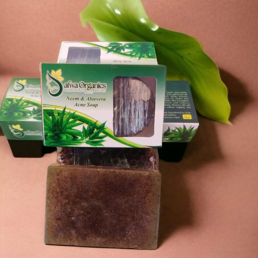 Safwa Organics Neem & Aloe Vera Handmade Soap – Acne-fighting Natural Cleanser 100g