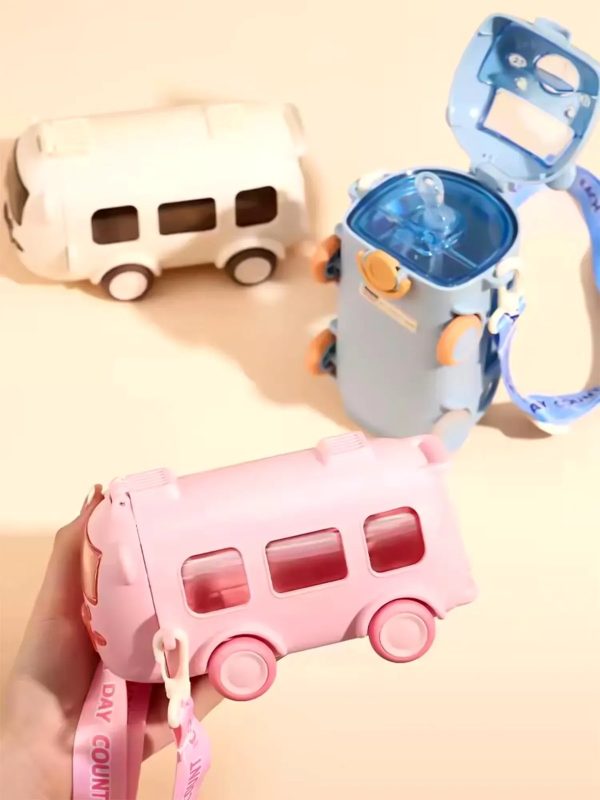 School Bus Design Kids Water Bottle With Strap fun & Durable Water Bottle For Children (random Color)