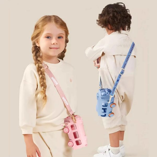 School Bus Design Kids Water Bottle With Strap fun & Durable Water Bottle For Children (random Color)