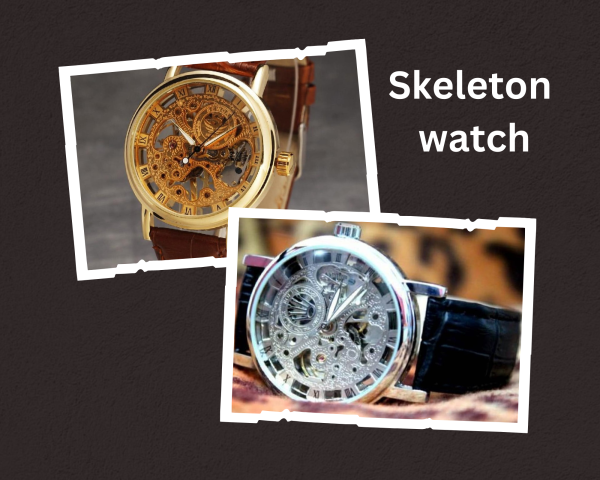 Skeleton Stylish Watch Leather Strap
