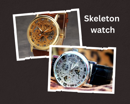 Skeleton Stylish Watch Leather Strap