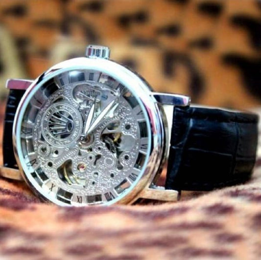 Skeleton Stylish Watch Leather Strap
