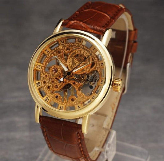 Skeleton Stylish Watch Leather Strap